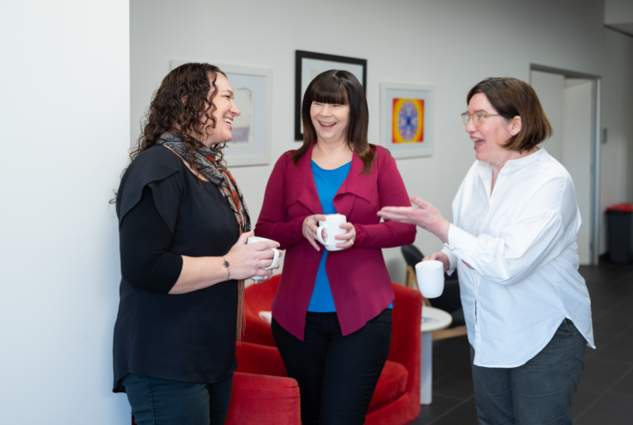 spotlight on teamwork with three people